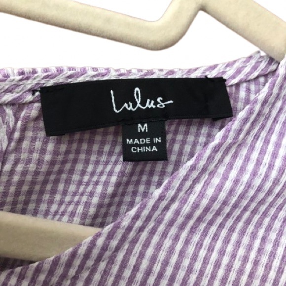 Lulu's Gingham Tiered Babydoll Dress Lavender Size M EUC - Picture 6 of 8